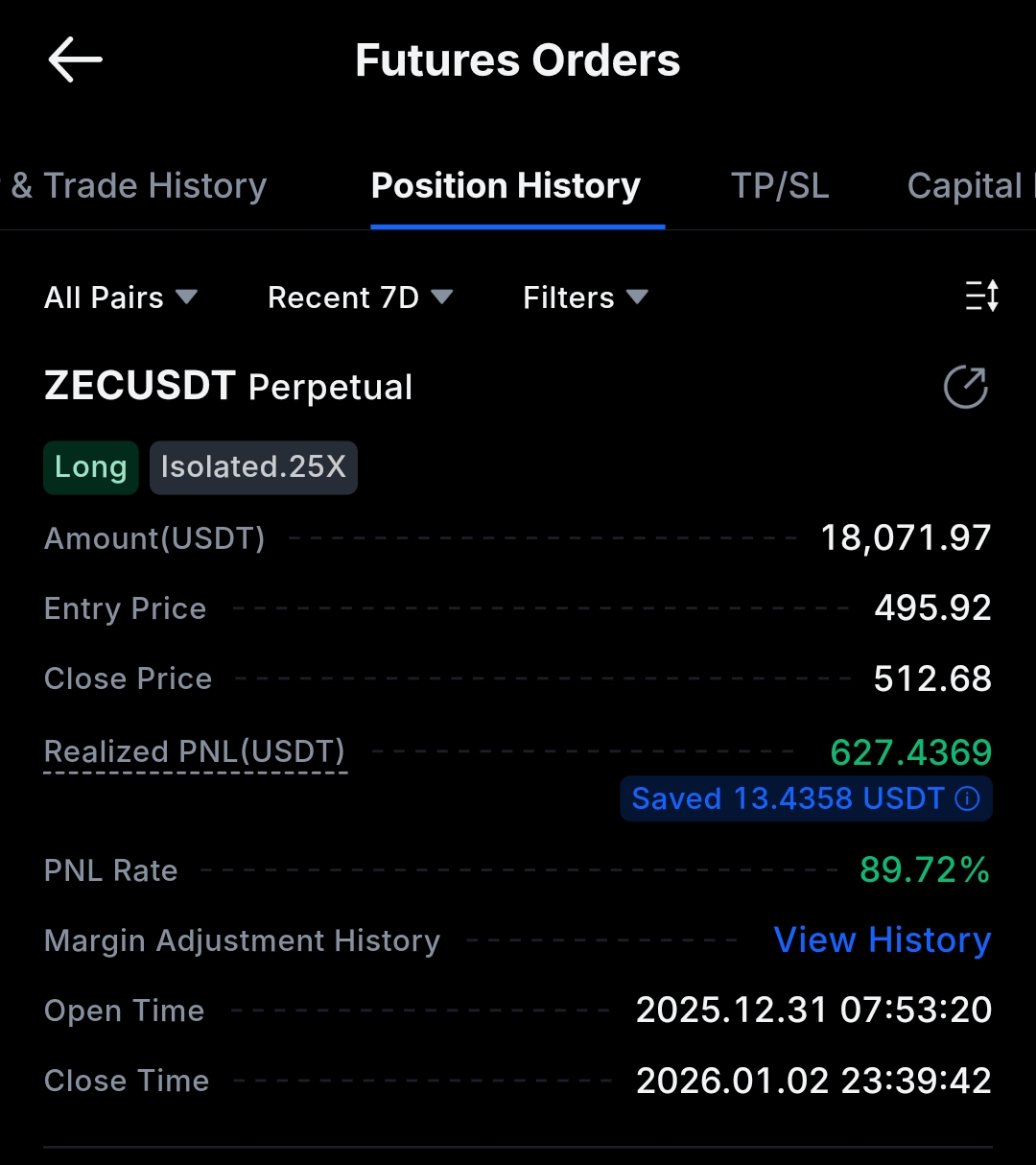 Crypto Futures Blueprint Result - Long Position Bitcoin 90% Profit